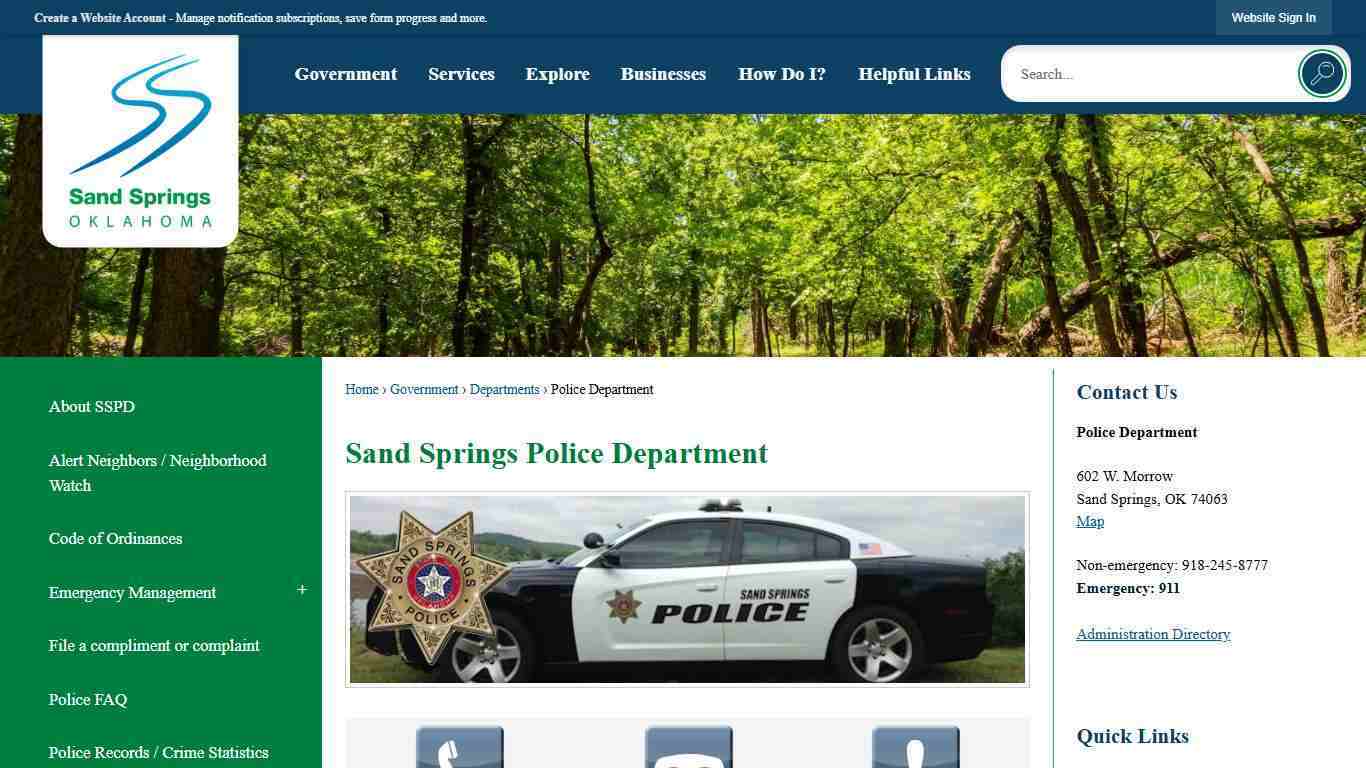 Sand Springs Police Department | Sand Springs, OK - Official Website