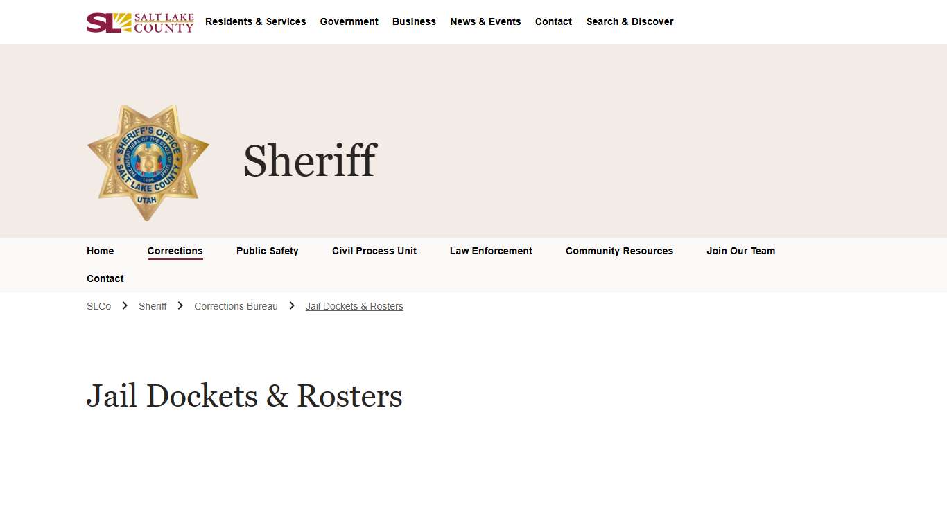 Jail Dockets & Rosters - Sheriff | Salt Lake County